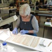 Conserving the Aylsham Lancaster Court Roll. NMCT grant 2012. Image courtesy of Norfolk Record Office.