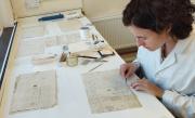 Conservator, Anna Espanol Costa, at work Conservator, Anna Espanol Costa, at work
