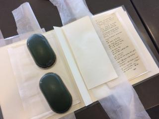 Conservation of Edwatd Thomas' notebooks. Image: Cardiff University.