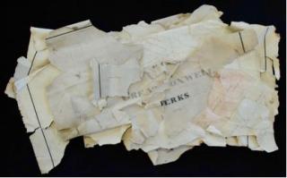 The Coleshill Estate papers, before conservation (NMCT grant 2016). Image Berkshire Record Office.